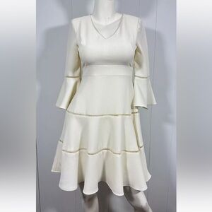 NWT ELIZA J Women’s Ivory Bell Sleeve Fit & Flare Dress Size 2